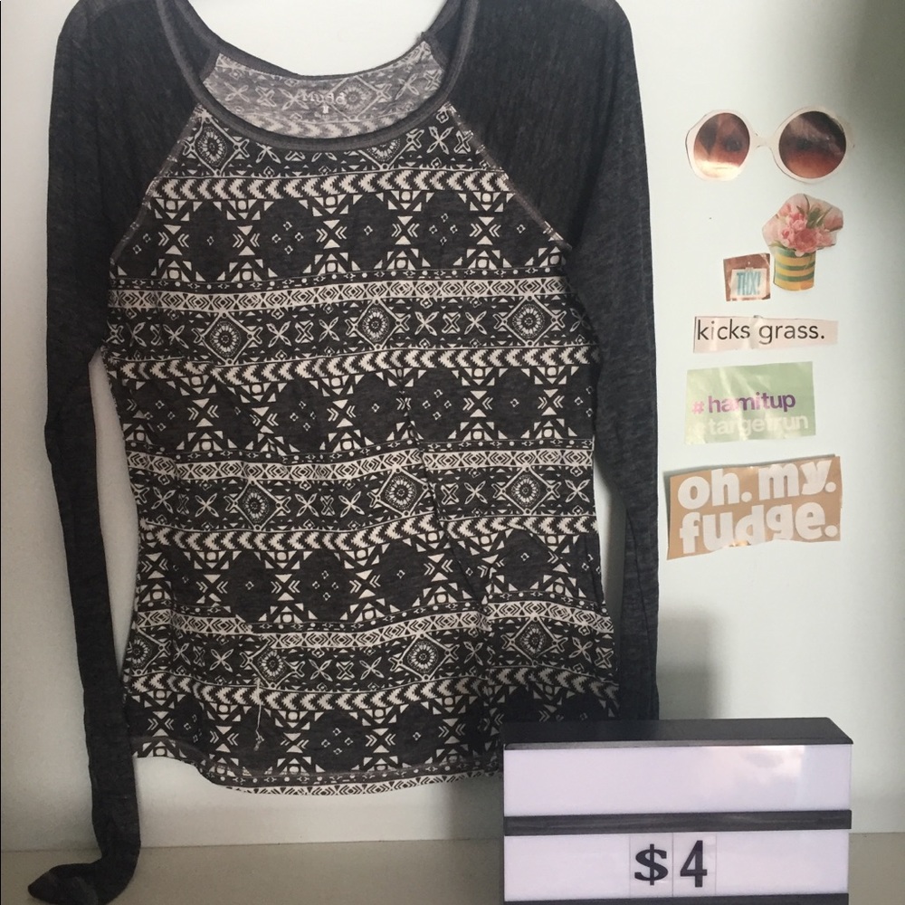 charcoal & white printed shirt